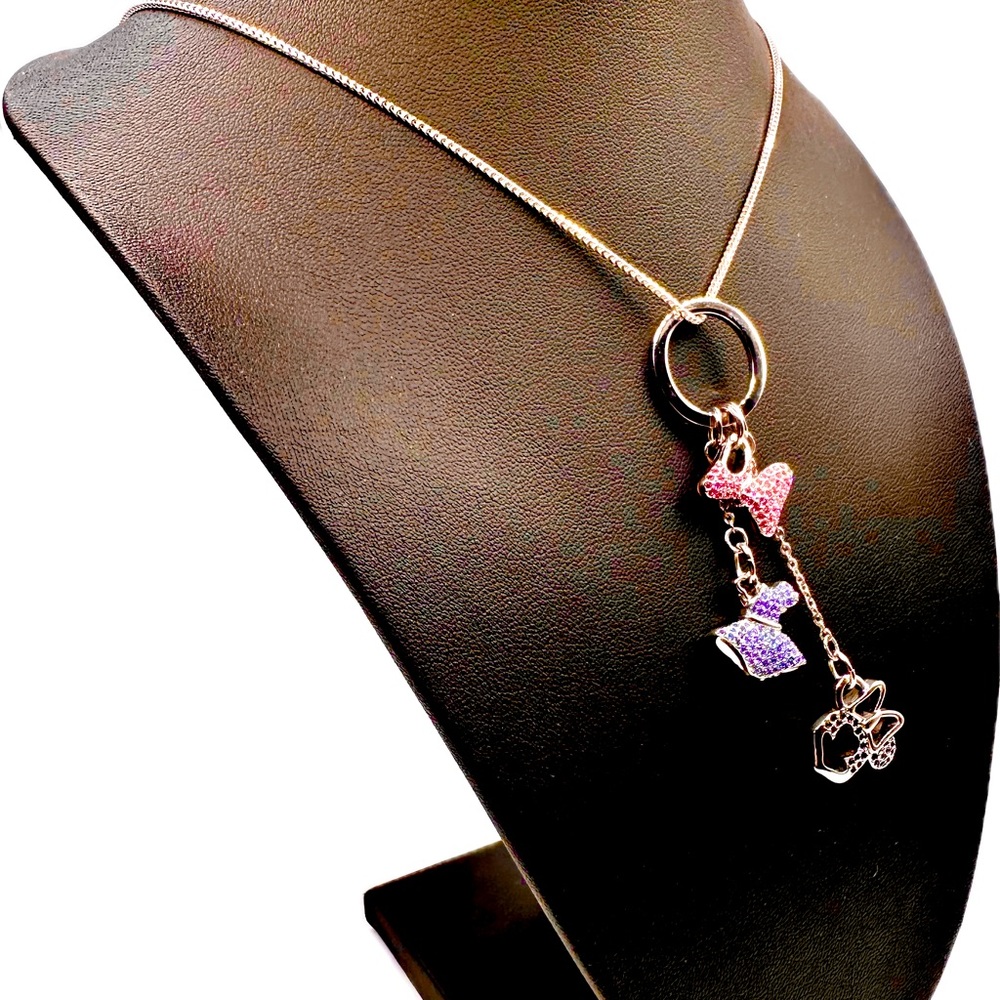 Minnie Mouse Swarovski Disney cord w/3 pendant/charms-Never Used-NWOT. So Cute!! - Picture 3 of 10